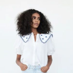 NWT Zara Embroidered Poplin top XXL